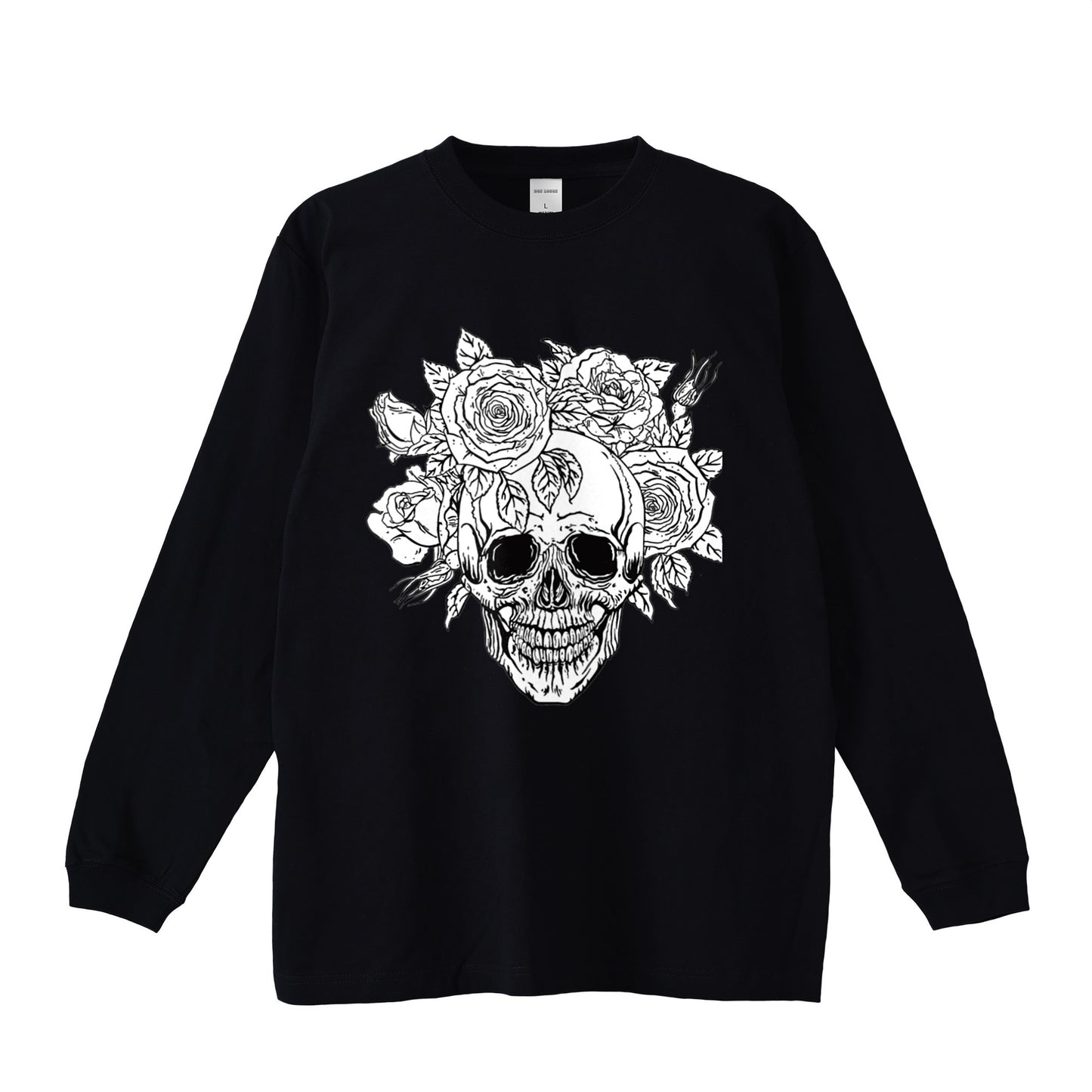 袖リブロンティー　スカルローズ black image