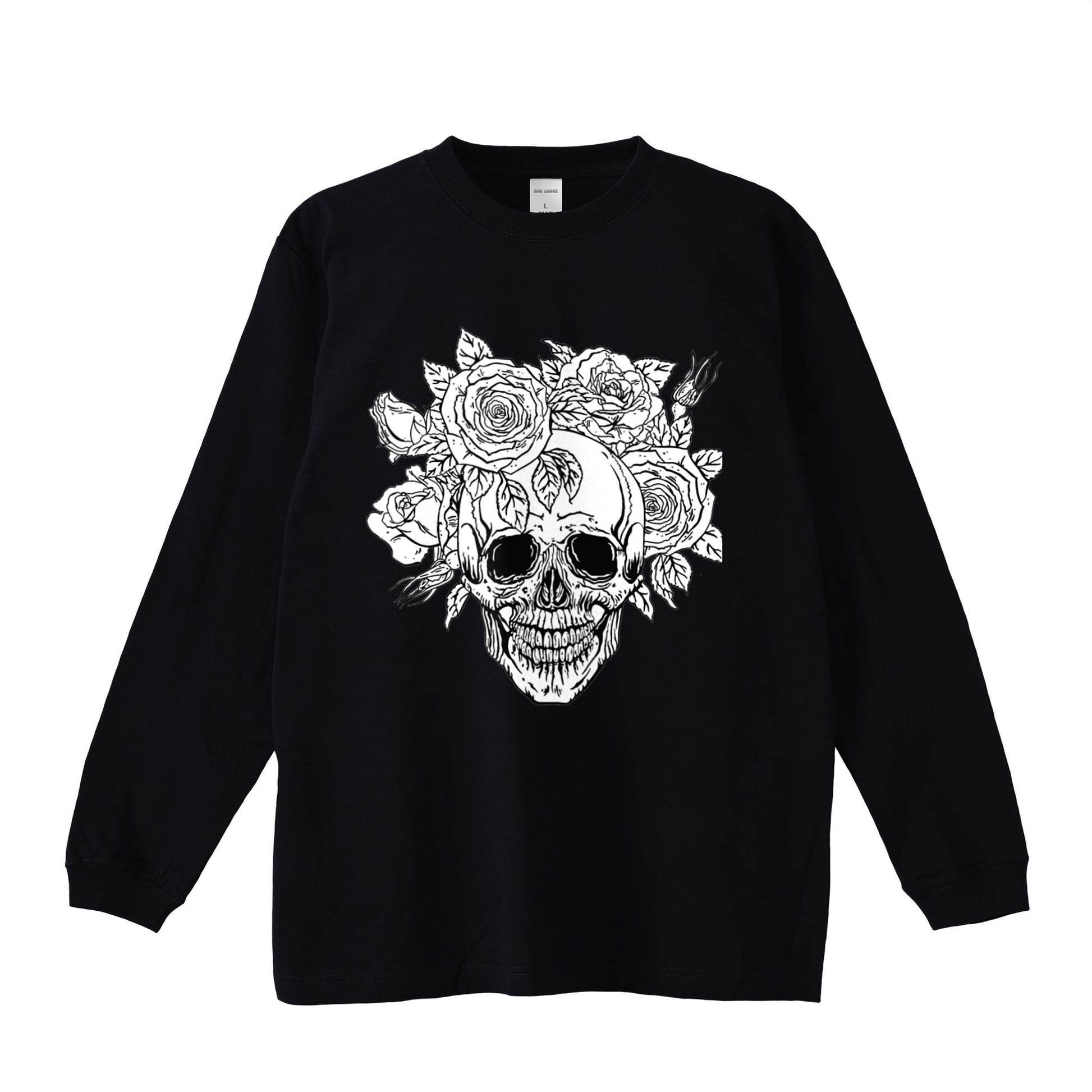 袖リブロンティー　スカルローズ black image