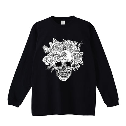 袖リブロンティー　スカルローズ black image