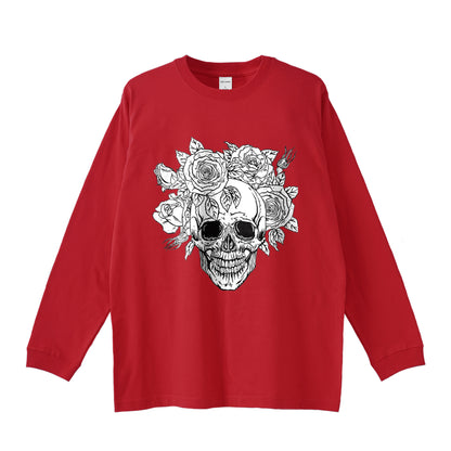 袖リブロンティー　スカルローズ red image