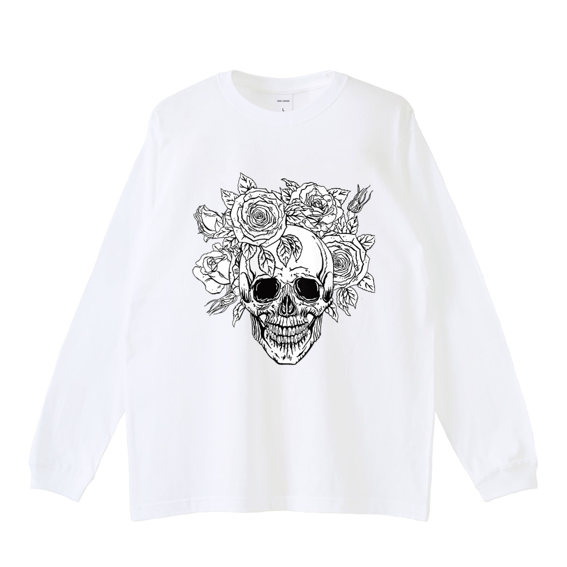袖リブロンティー　スカルローズ white image