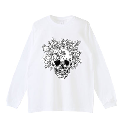 袖リブロンティー　スカルローズ white image