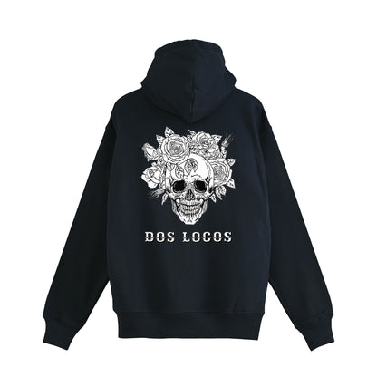裏パイルジップパーカー　ローズスカル navy image