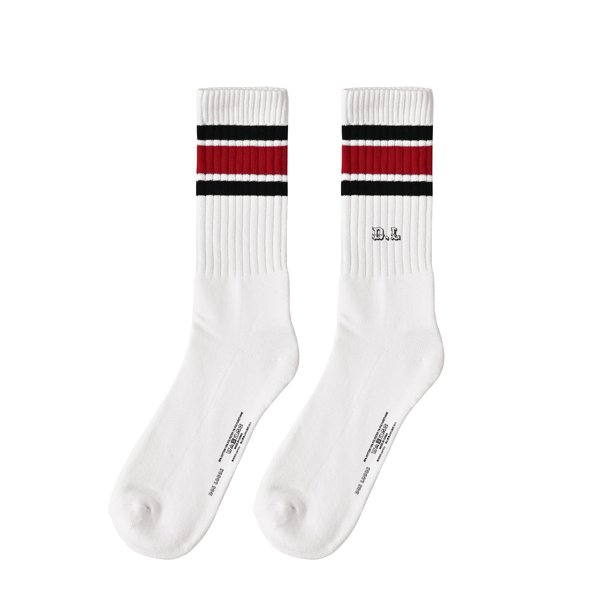 ソックス　ライン white-x-black-x-red image