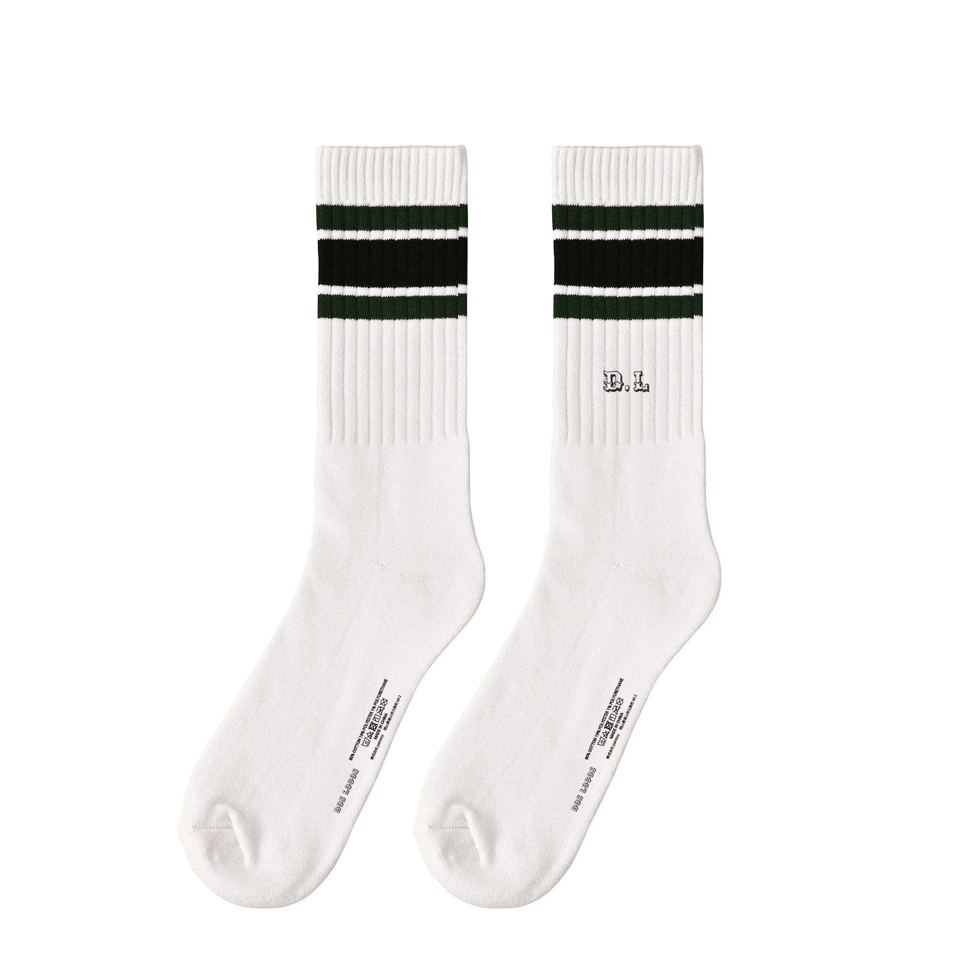 ソックス　ライン white-x-dark-green-x-black image
