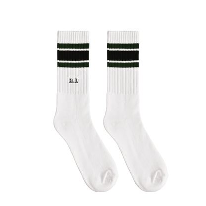 ソックス　ライン white-x-dark-green-x-black image