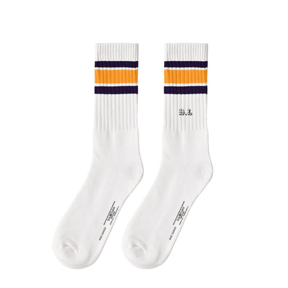 ソックス　ライン white-x-purple-x-gold image