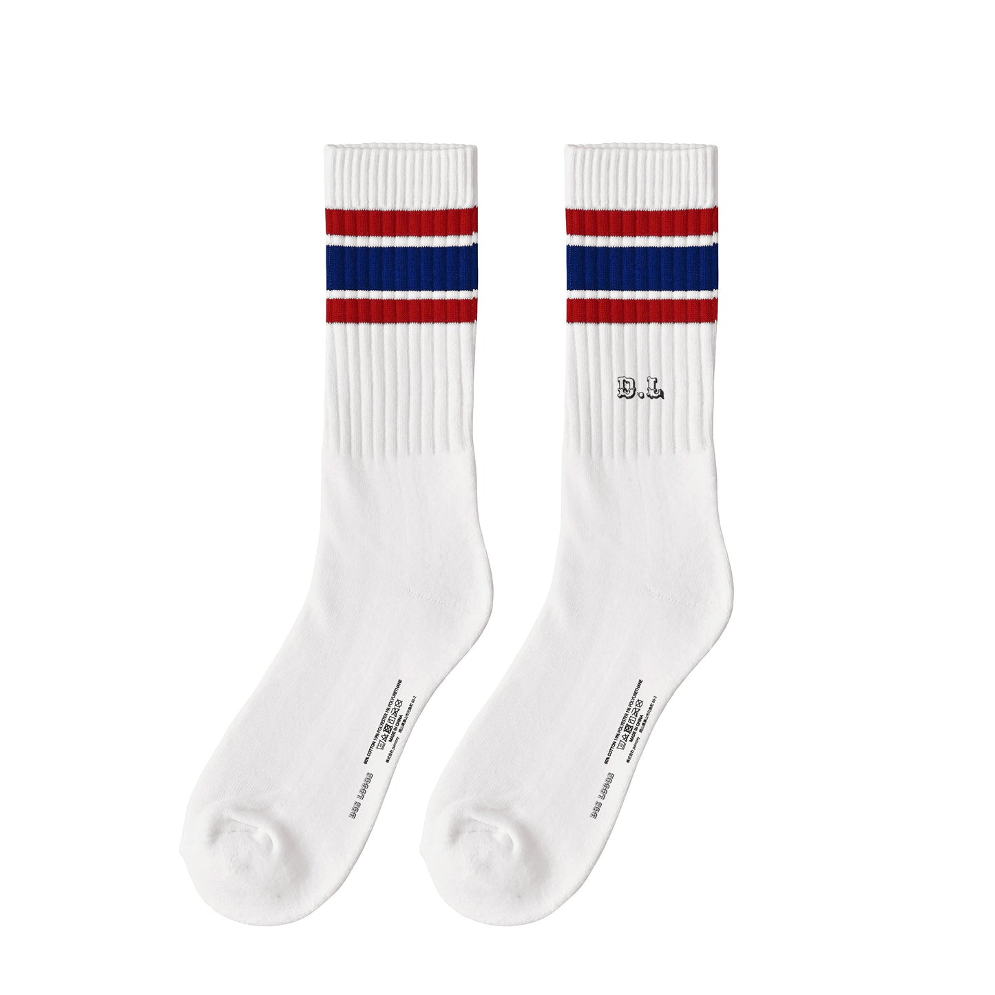 ソックス　ライン white-x-red-x-blue image