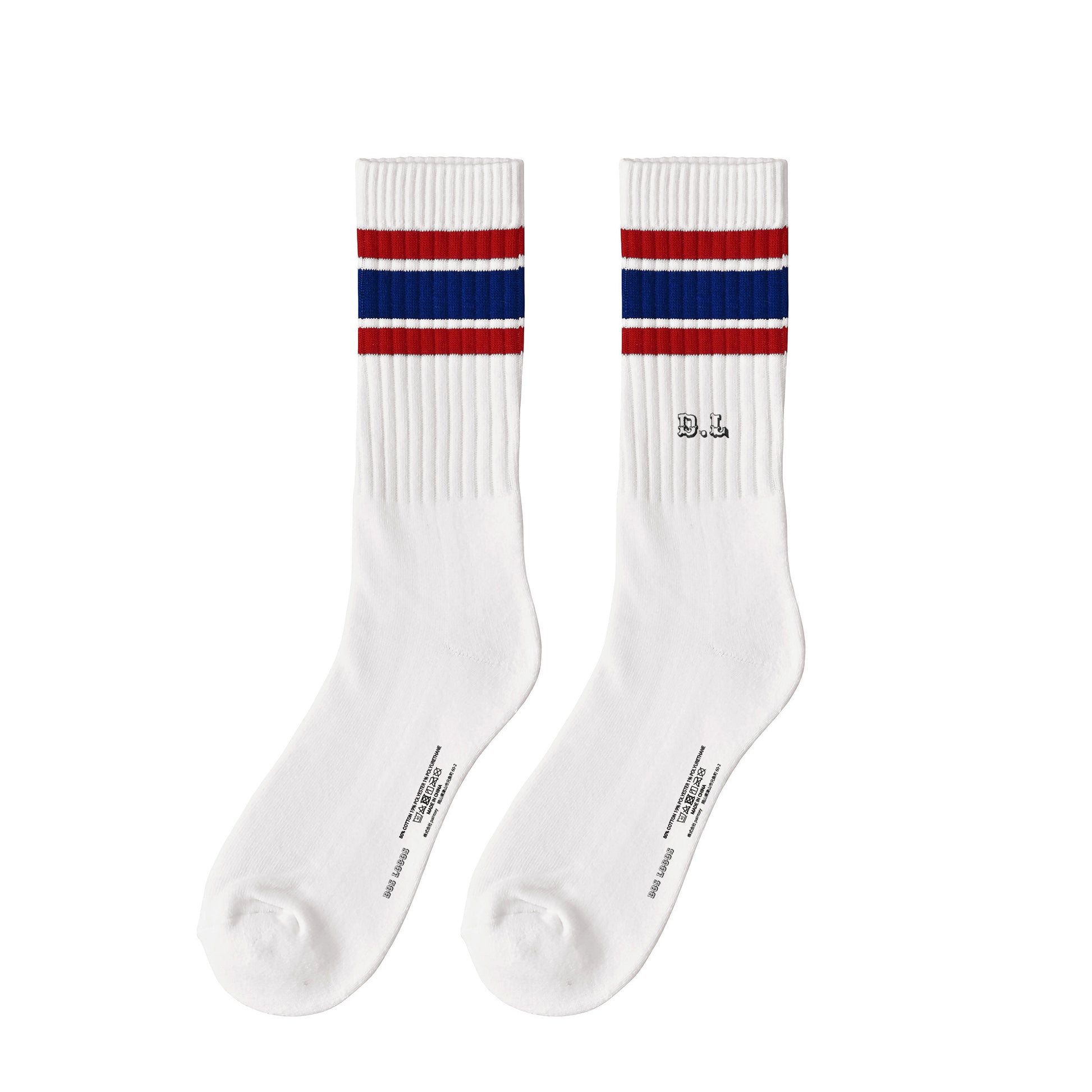 ソックス　ライン white-x-red-x-blue image