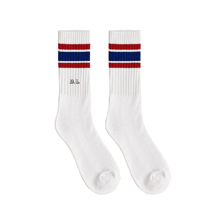 ソックス　ライン white-x-red-x-blue image