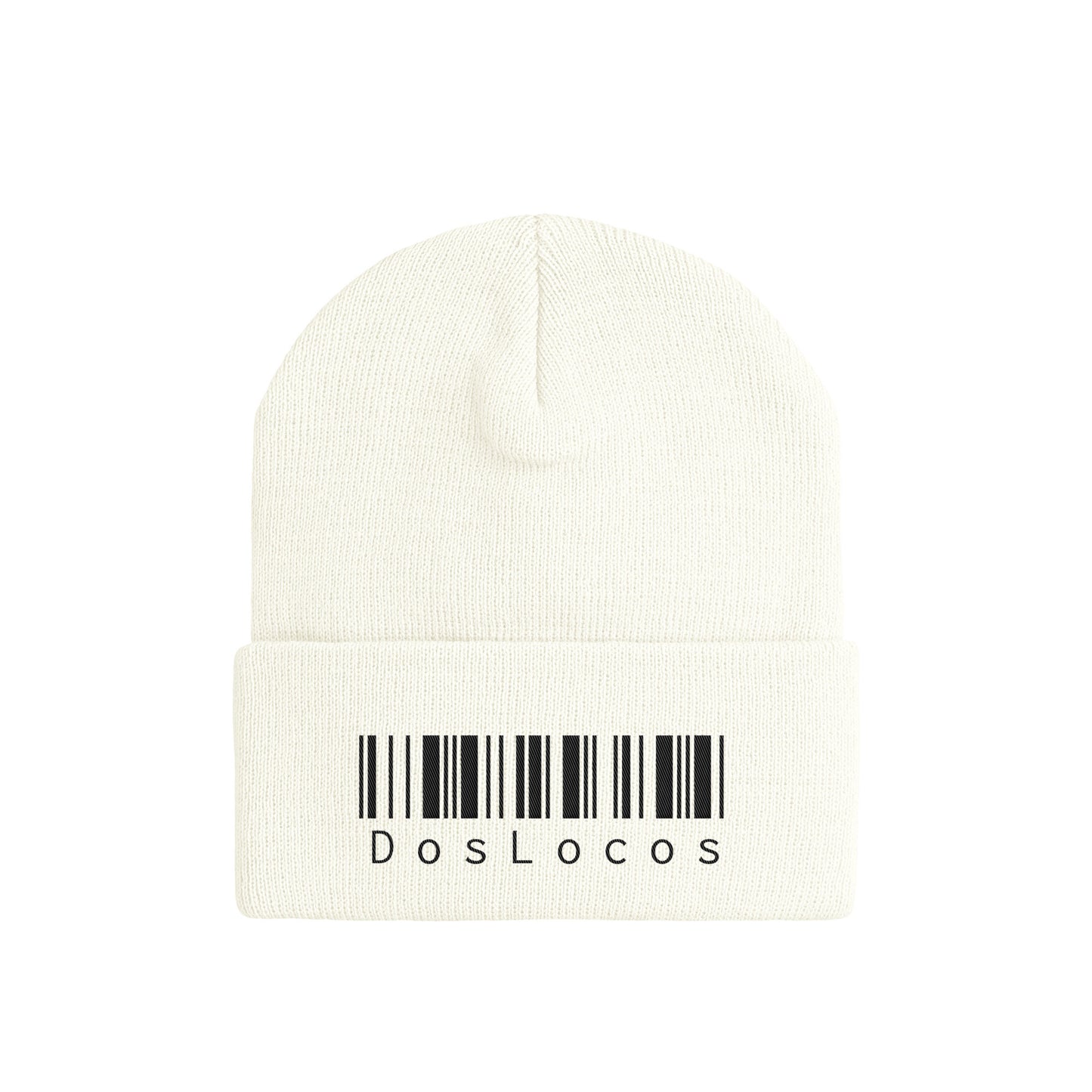 ニットキャップ　バーコード white image
