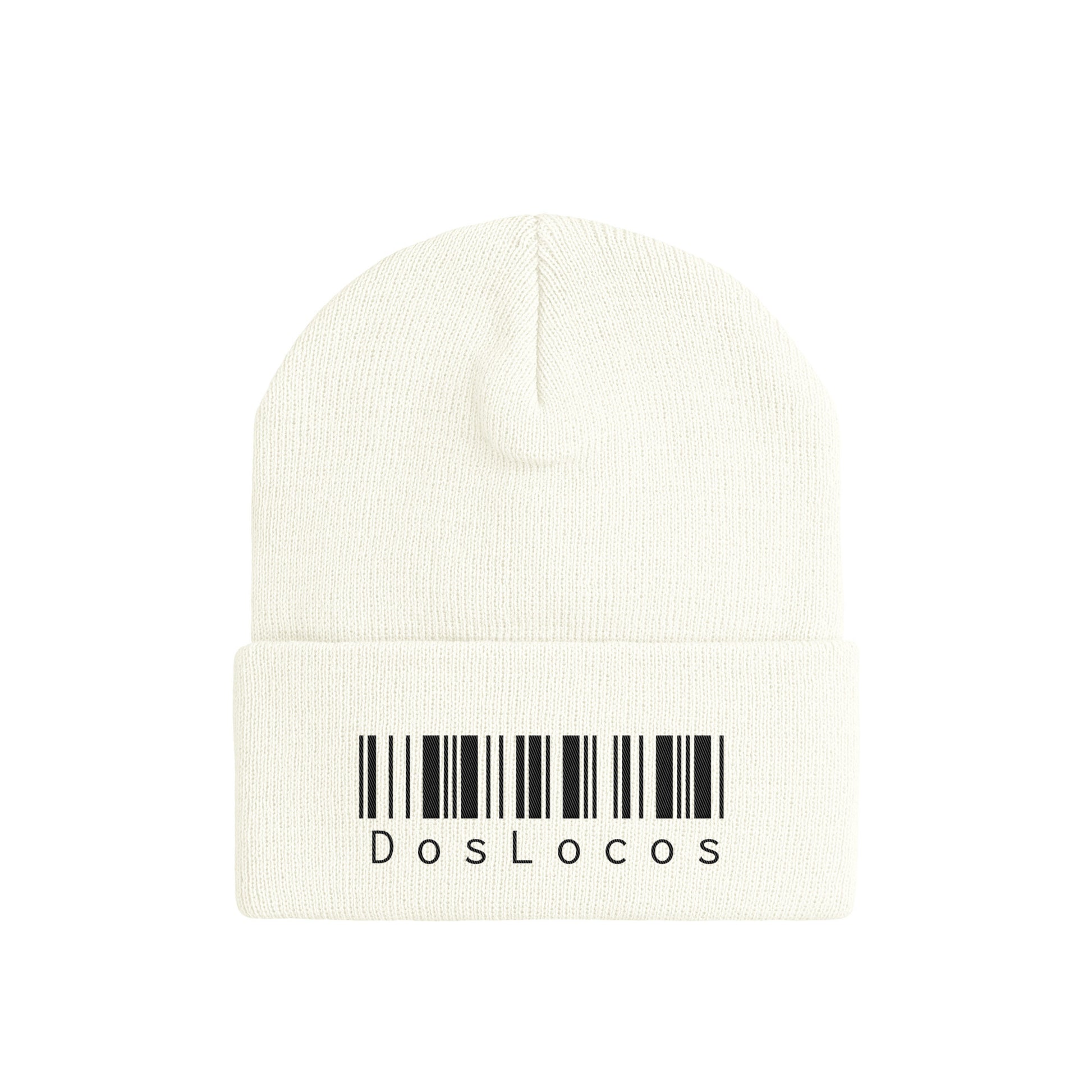 ニットキャップ　バーコード white image
