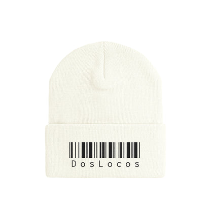 ニットキャップ　バーコード white image