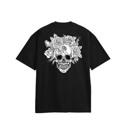 ローズスカル　コットンTシャツ black image