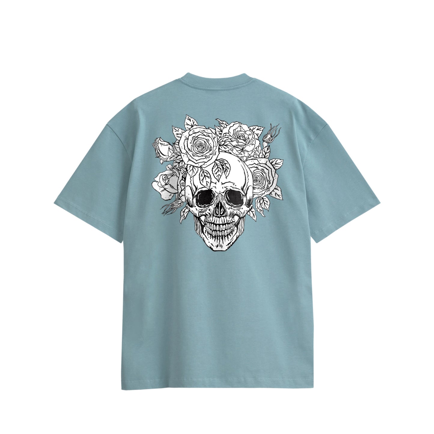 ローズスカル　コットンTシャツ light-blue image
