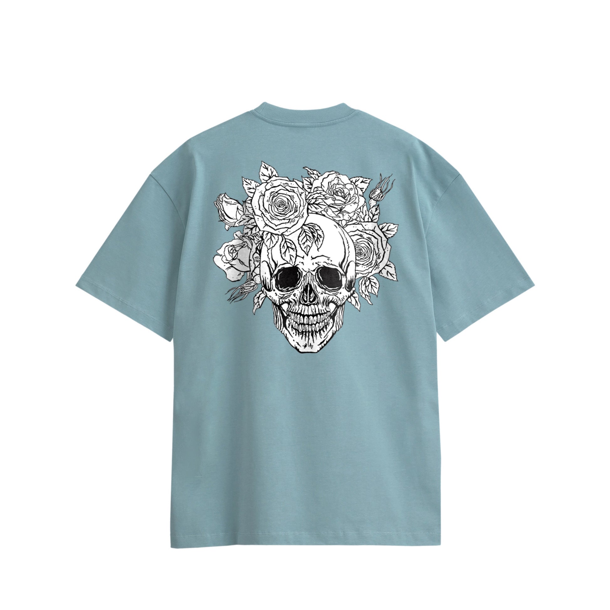 ローズスカル　コットンTシャツ light-blue image