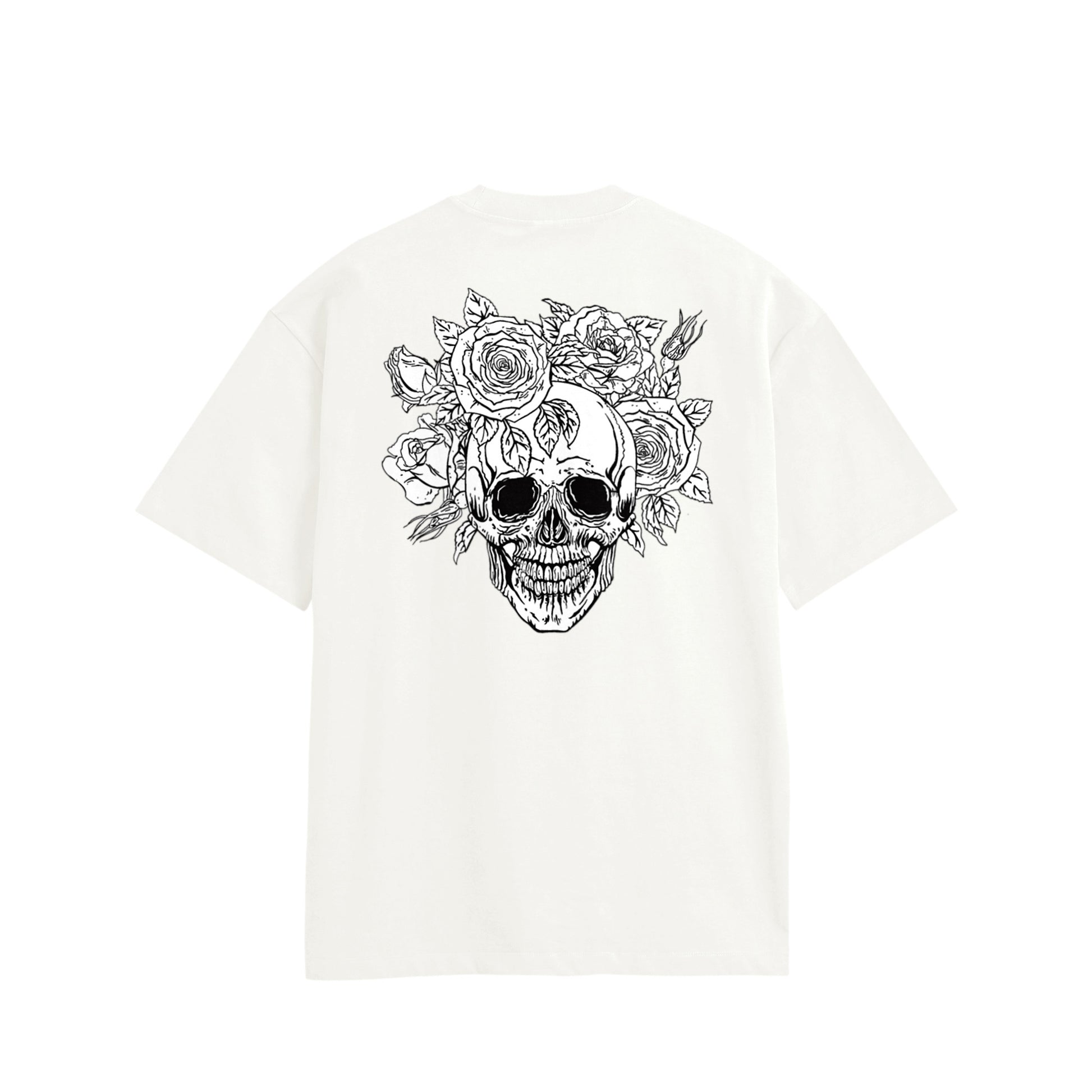 ローズスカル　コットンTシャツ white image
