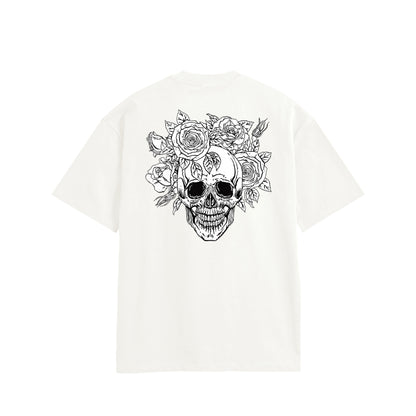 ローズスカル　コットンTシャツ white image