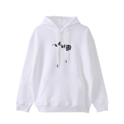 ローズ　裏起毛プルパーカー white image