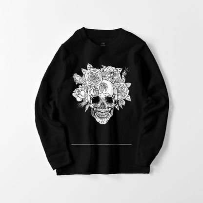 kids スカルローズ　長袖 black image