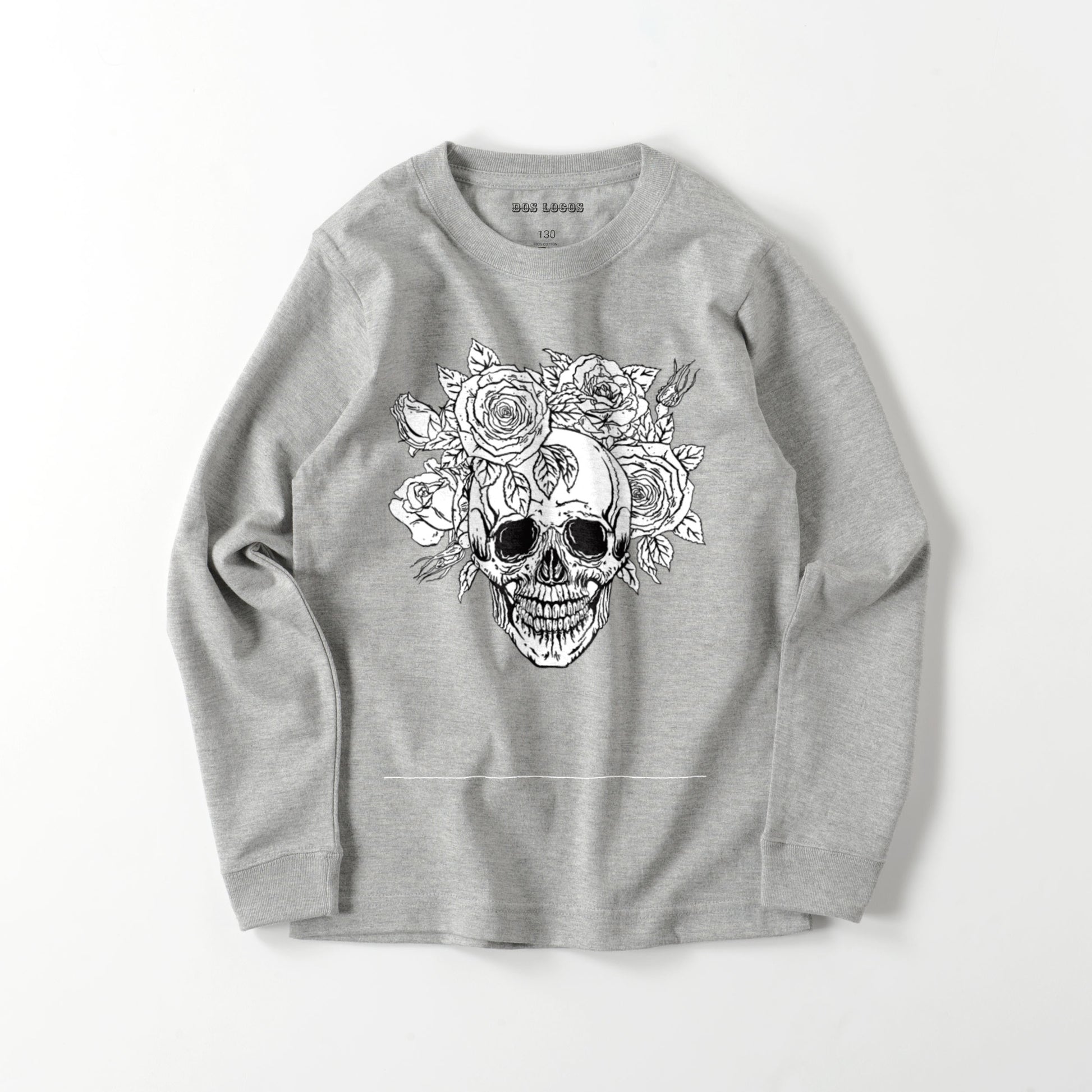 kids スカルローズ　長袖 gray image