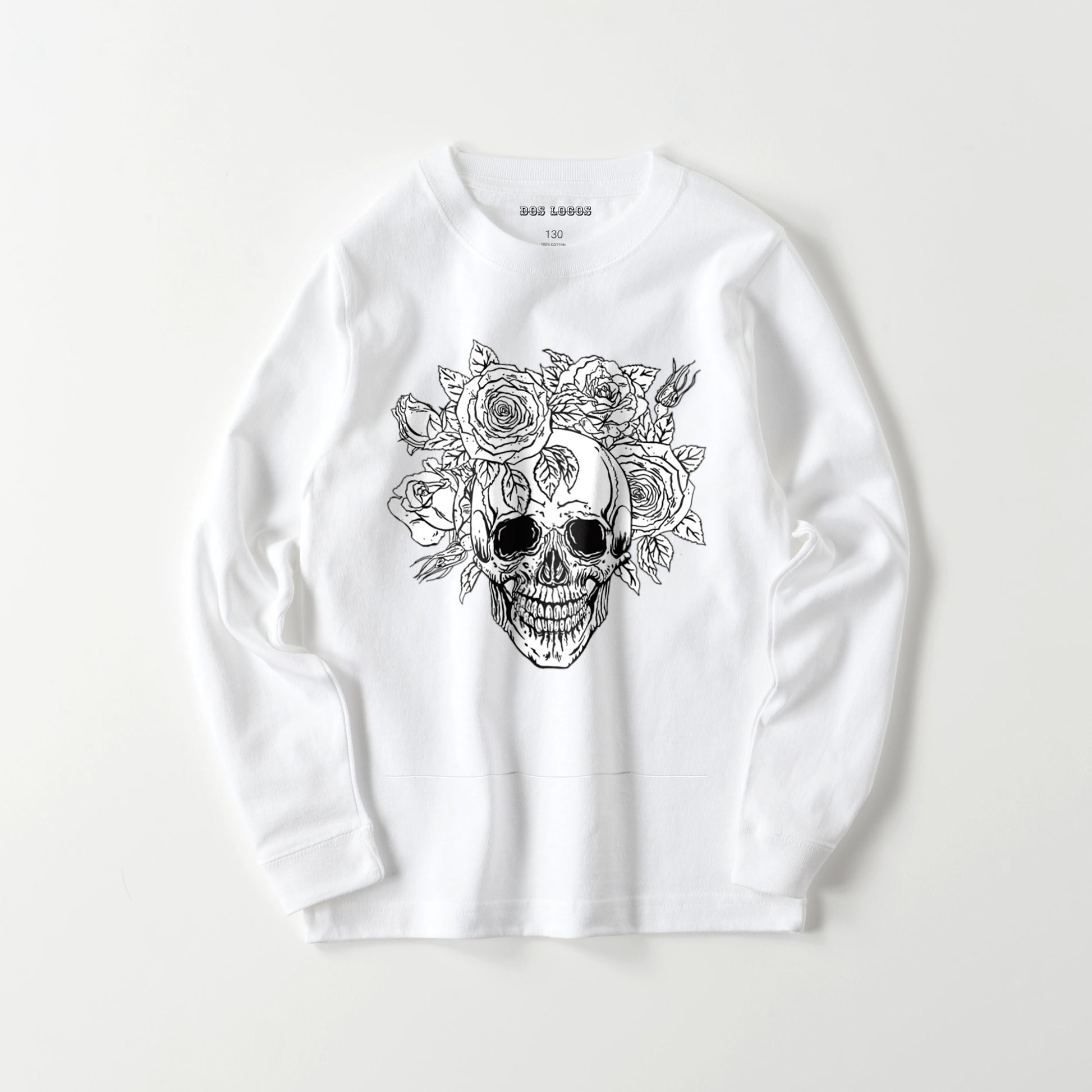 kids スカルローズ　長袖 white image