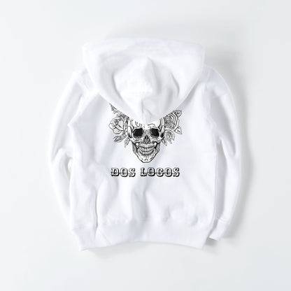 kids ジップパーカー　スカルローズ white image