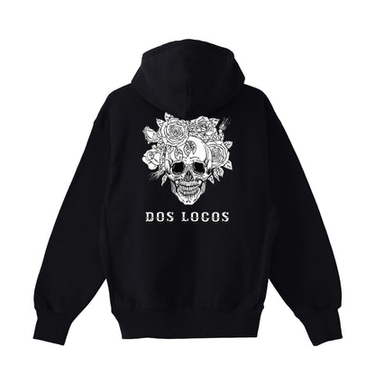 裏起毛ジップパーカー　ローズスカル black image
