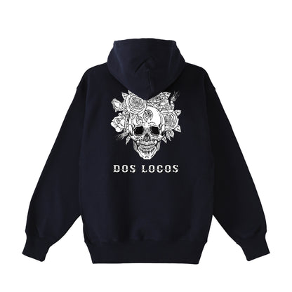 裏起毛ジップパーカー　ローズスカル navy image